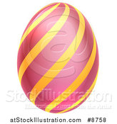 Vector Illustration of a 3d Pink Easter Egg with Stripes by AtStockIllustration