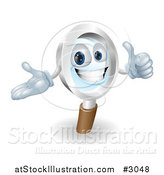 Vector Illustration of a 3d Pleased Magnifying Glass Mascot Holding a Thumb up by AtStockIllustration