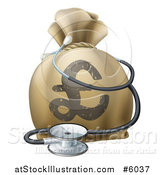 Vector Illustration of a 3d Pound Lyra Symbol Money Bag and Stethoscope by AtStockIllustration