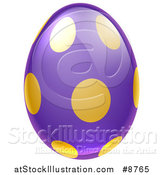 Vector Illustration of a 3d Purple Easter Egg with Golden Dots by AtStockIllustration