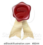 Vector Illustration of a 3d Red Authentic Embossed Wax Seal and Parchment Ribbons by AtStockIllustration