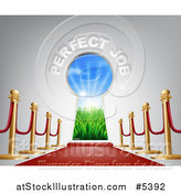 Vector Illustration of a 3d Red Carpet Leading to a Key Hole with Perfect Job Text by AtStockIllustration