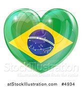 Vector Illustration of a 3d Reflective Brazilian Flag Heart by AtStockIllustration