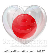 Vector Illustration of a 3d Reflective Japanese Flag Heart by AtStockIllustration