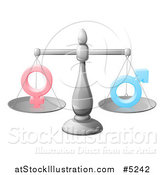 Vector Illustration of a 3d Scale Balancing Gender Symbols by AtStockIllustration