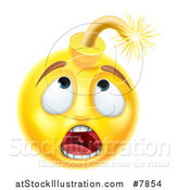 Vector Illustration of a 3d Scared Yellow Male Smiley Emoji Emoticon Face Bomb by AtStockIllustration