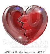 Vector Illustration of a 3d Shiny Broken Red Glass Heart by AtStockIllustration