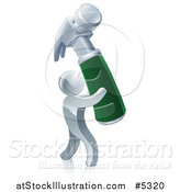 Vector Illustration of a 3d Silver Man Carrying a Giant Hammer by AtStockIllustration