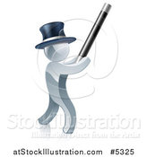 Vector Illustration of a 3d Silver Man Magician Using a Baton by AtStockIllustration