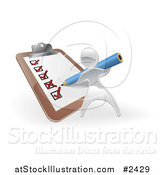 Vector Illustration of a 3d Silver Person Checking Boxes on a List by AtStockIllustration