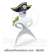 Vector Illustration of a 3d Silver Pirate Man with a Parrot by AtStockIllustration