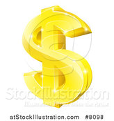 Vector Illustration of a 3d Sparkly Gold Dollar Currency Symbol by AtStockIllustration