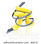 Vector Illustration of a 3d Spiraling Arrow Around a Golden Yuan Currency Symbol by AtStockIllustration