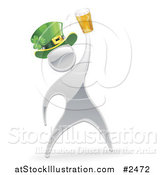 Vector Illustration of a 3d St Patricks Day Silver Man Splashing Beer by AtStockIllustration