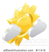 Vector Illustration of a 3d Sun and Cloud Weather Icon by AtStockIllustration