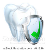 Vector Illustration of a 3d Tooth and Protective Dental Shield by AtStockIllustration