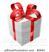 Vector Illustration of a 3d White Gift Box with a Red Bow by AtStockIllustration