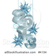 Vector Illustration of a 3d Year 2013 Suspended with Star Ornaments in Gray and Blue by AtStockIllustration