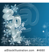 Vector Illustration of a 3d Year 2014 with Snowflakes on Blue by AtStockIllustration