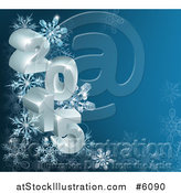 Vector Illustration of a 3d Year 2015 with Snowflakes on Blue by AtStockIllustration