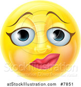 Vector Illustration of a 3d Yellow Female Smiley Emoji Emoticon Face with a Nervous Expression by AtStockIllustration