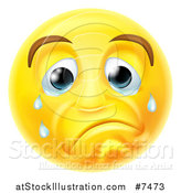 Vector Illustration of a 3d Yellow Smiley Emoji Emoticon Face Crying by AtStockIllustration