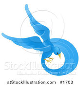 Vector Illustration of a Beautiful Circling Blue Bird with a Long Feathered Tail by AtStockIllustration