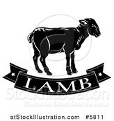Vector Illustration of a Black and White Banner and Lamb by AtStockIllustration