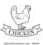 Vector Illustration of a Black and White Chicken Food Banner and Bird by AtStockIllustration