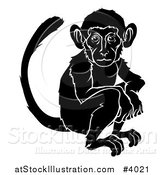 Vector Illustration of a Black and White Chinese Zodiac Monkey by AtStockIllustration