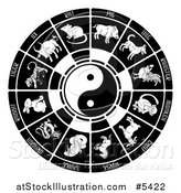 Vector Illustration of a Black and White Chinese Zodiac Yin Yang by AtStockIllustration