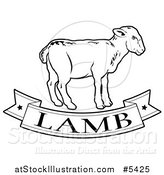 Vector Illustration of a Black and White Food Banner and Lamb by AtStockIllustration