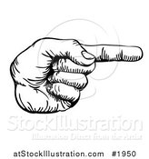 Vector Illustration of a Black and White Hand Pointing Right by AtStockIllustration