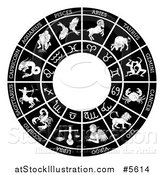 Vector Illustration of a Black and White Horoscope Astrology Star Sign Circle by AtStockIllustration