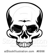 Vector Illustration of a Black and White Human Skull Missing the Mandible by AtStockIllustration