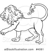 Vector Illustration of a Black and White Line Draing of the Leo Lion Zodiac Astrology Sign by AtStockIllustration