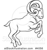Vector Illustration of a Black and White Line Drawing of the Aries Ram Zodiac Astrology Sign by AtStockIllustration