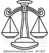 Vector Illustration of a Black and White Lineart Libra Scales Astrology Zodiac Horoscope by AtStockIllustration