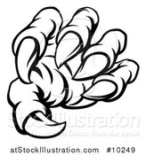 Vector Illustration of a Black and White Lineart Monster Claw with Sharp Talons by AtStockIllustration