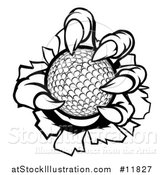Vector Illustration of a Black and White Monster Claws Ripping Through Metal with a Golf Ball by AtStockIllustration
