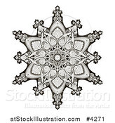 Vector Illustration of a Black and White Ornate Arabic Middle Eastern Floral Motif by AtStockIllustration