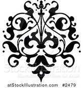 Vector Illustration of a Black and White Ornate Floral Tattoo by AtStockIllustration