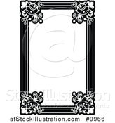 Vector Illustration of a Black and White Ornate Vintage Floral Frame by AtStockIllustration