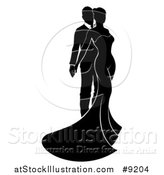Vector Illustration of a Black and White Posing Bride and Groom by AtStockIllustration