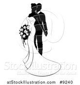 Vector Illustration of a Black and White Posing Bride and Groom by AtStockIllustration