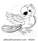 Vector Illustration of a Black and White Presenting Macaw Parrot by AtStockIllustration