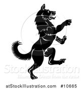 Vector Illustration of a Black and White Rearing Rampant Dog by AtStockIllustration
