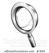 Vector Illustration of a Black and White Retro Magnifying Glass by AtStockIllustration