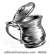 Vector Illustration of a Black and White Retro Woodcut Beer Stein by AtStockIllustration