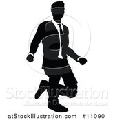Vector Illustration of a Black and White Silhouetted Business Man by AtStockIllustration